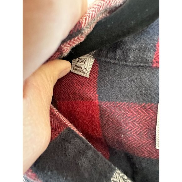 Jachs Mens Red Black Red Flannel 2XL long sleeve button up collared cotton - Picture 4 of 8